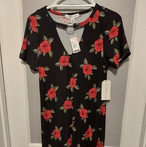 Eye Candy Rose Print Dress, Size XL.